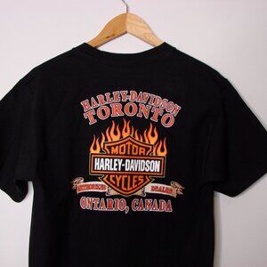 Vintage Harley Davidson Black Flame Toronto Shirt Authorized Dealer 2002 Large
